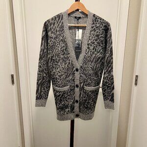 NWT Rails Oslo - Oversized Alpaca Blend Animal Print Cardigan X-Small - Grey